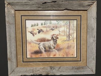 Wildlife Prints, color pencil drawings by Midway Artist, Dan Hill - Elk, Deer, wolf, and Hunting Dog (Weimaraner, Setter) Artwor