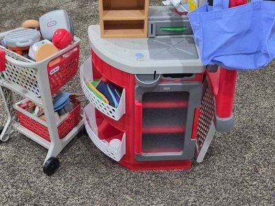Little Tikes Pretend Play Market Supermarket Checkout Store with Shopping Cart & Accessories