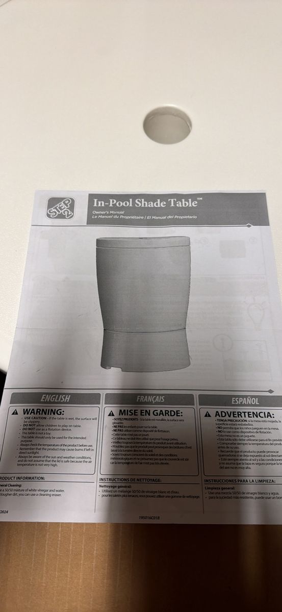 Step2 In-Pool Shade Table White - New in Box - Perfect for Poolside Relaxation