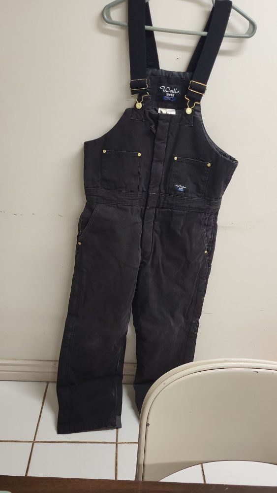 Walls Workwear Black Insulated Overalls - Medium Regular Waist 34-36, 100% Cotton Shell