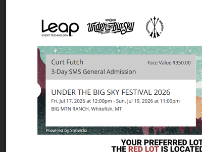 UNDER THE BIG SKY FESTIVAL 2026 - 3-DAY GA TICKET