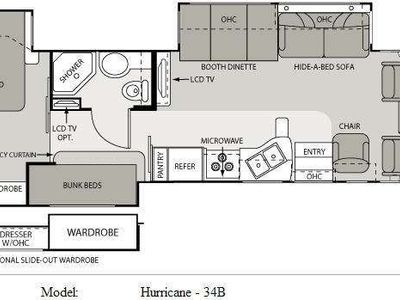 2009 Four Winds RV Hurricane 34B Motor Home Class A Bunkhouse