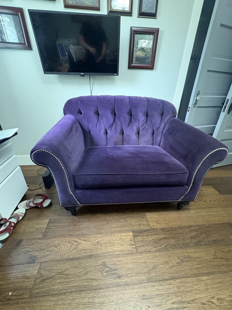 Purple Velvet Loveseat