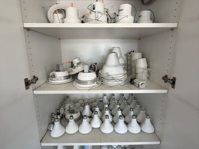 Light bulbs and can lights recessed