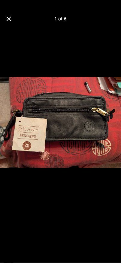 Brand New DILANA Black Leather Clutch Wristlet Wallet Purse with Gold Hardware