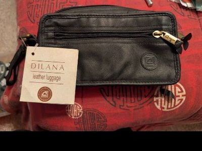 Brand New DILANA Black Leather Clutch Wristlet Wallet Purse with Gold Hardware