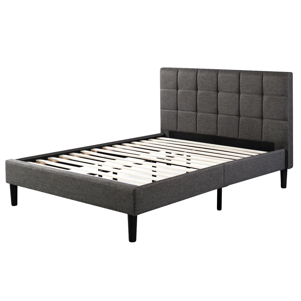 Blackstone by Zinus Upholstered Square Stitched Queen Platform Bed, Gray 1090139 #104917