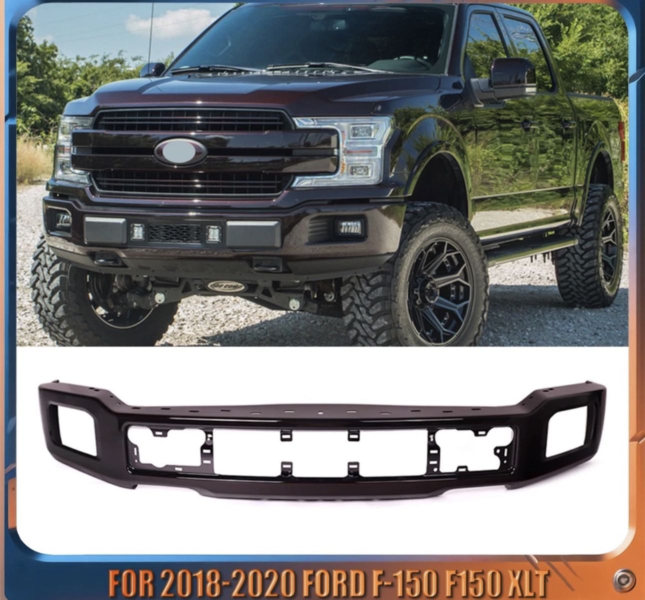 NEW 2018-2020 Ford F-150 Front Bumper Face Bar w/ Fog Light Openings – Primed Black