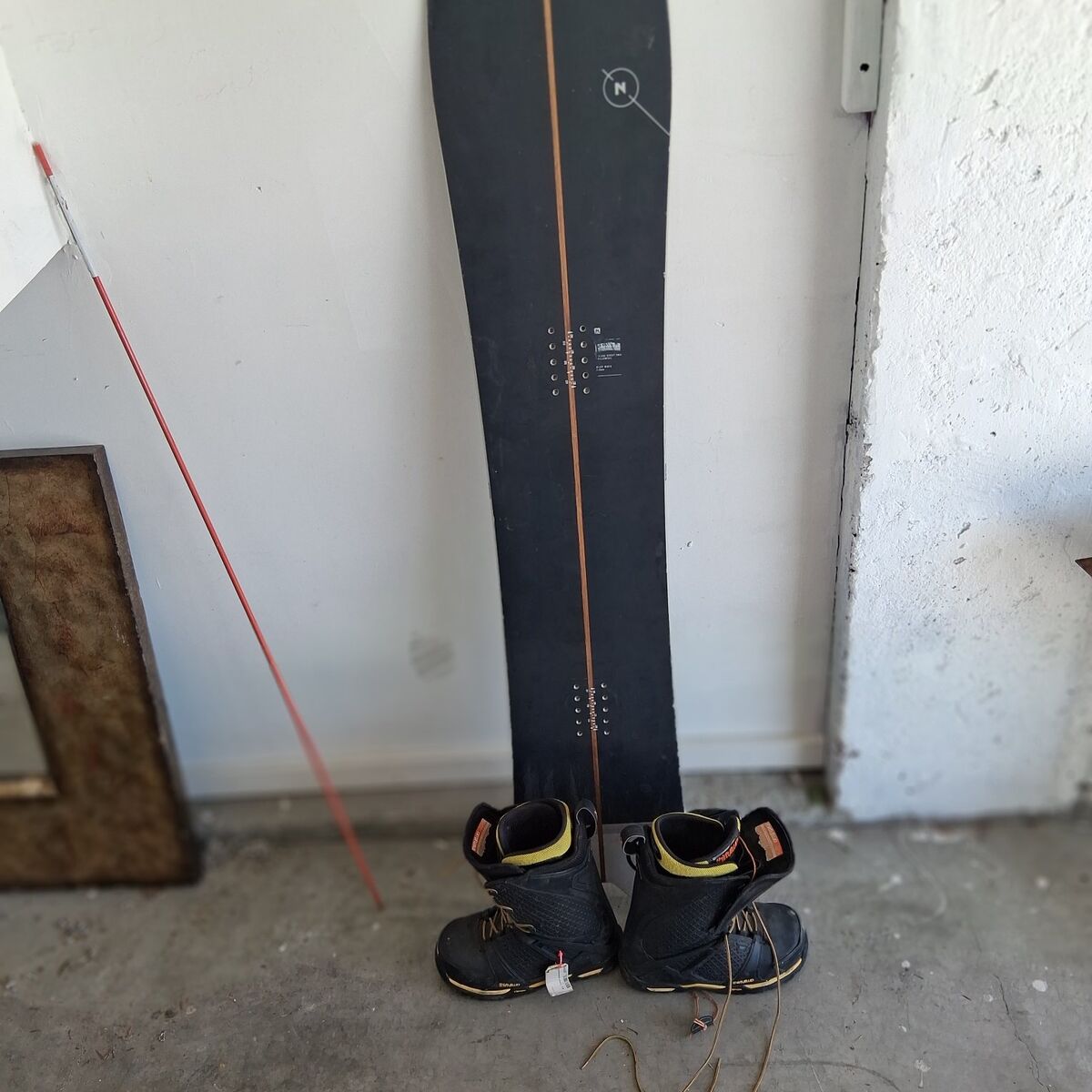 snow board and boots