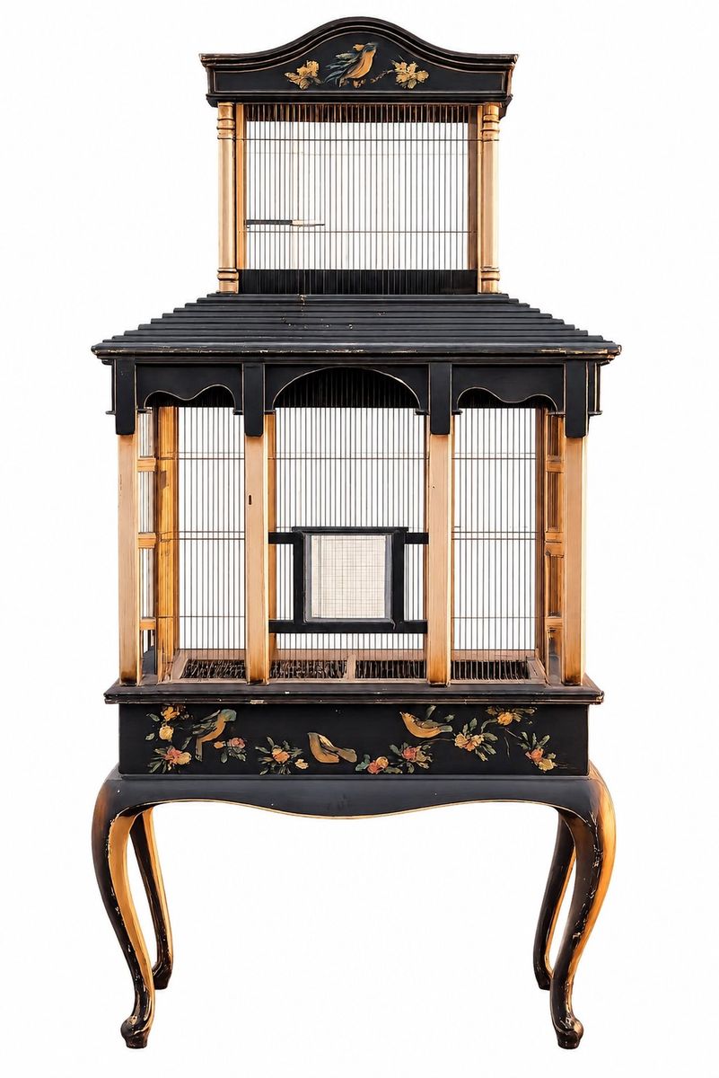 Towering Vintage Bird Cage 7' Tall Mid-Century Made in Argentina Handcrafted 3 Tiers