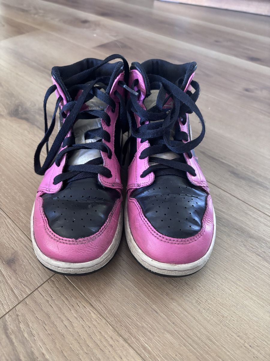 Girls' Nike Air Jordan High-Top Athletic Shoes - Pink & Black, Size 5Y