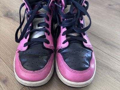 Girls' Nike Air Jordan High-Top Athletic Shoes - Pink & Black, Size 5Y