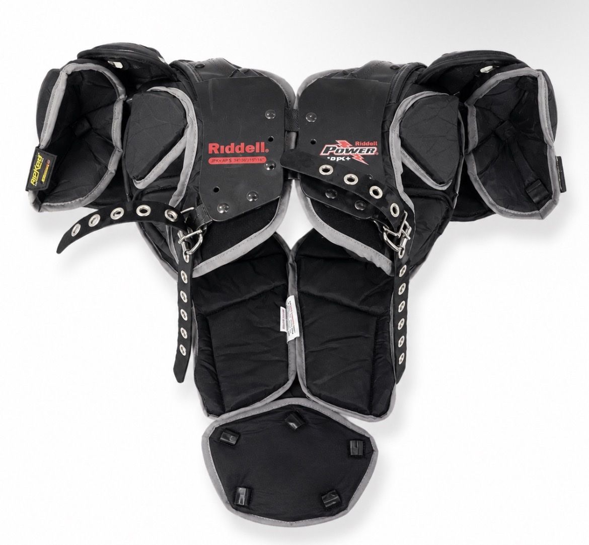 Riddell Power JPK+ Football Shoulder Pads Size Small 34”-36” RipKord Black