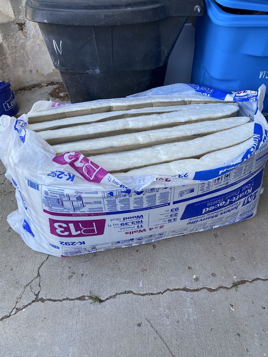 R-13 batting insulation and Sheetrock