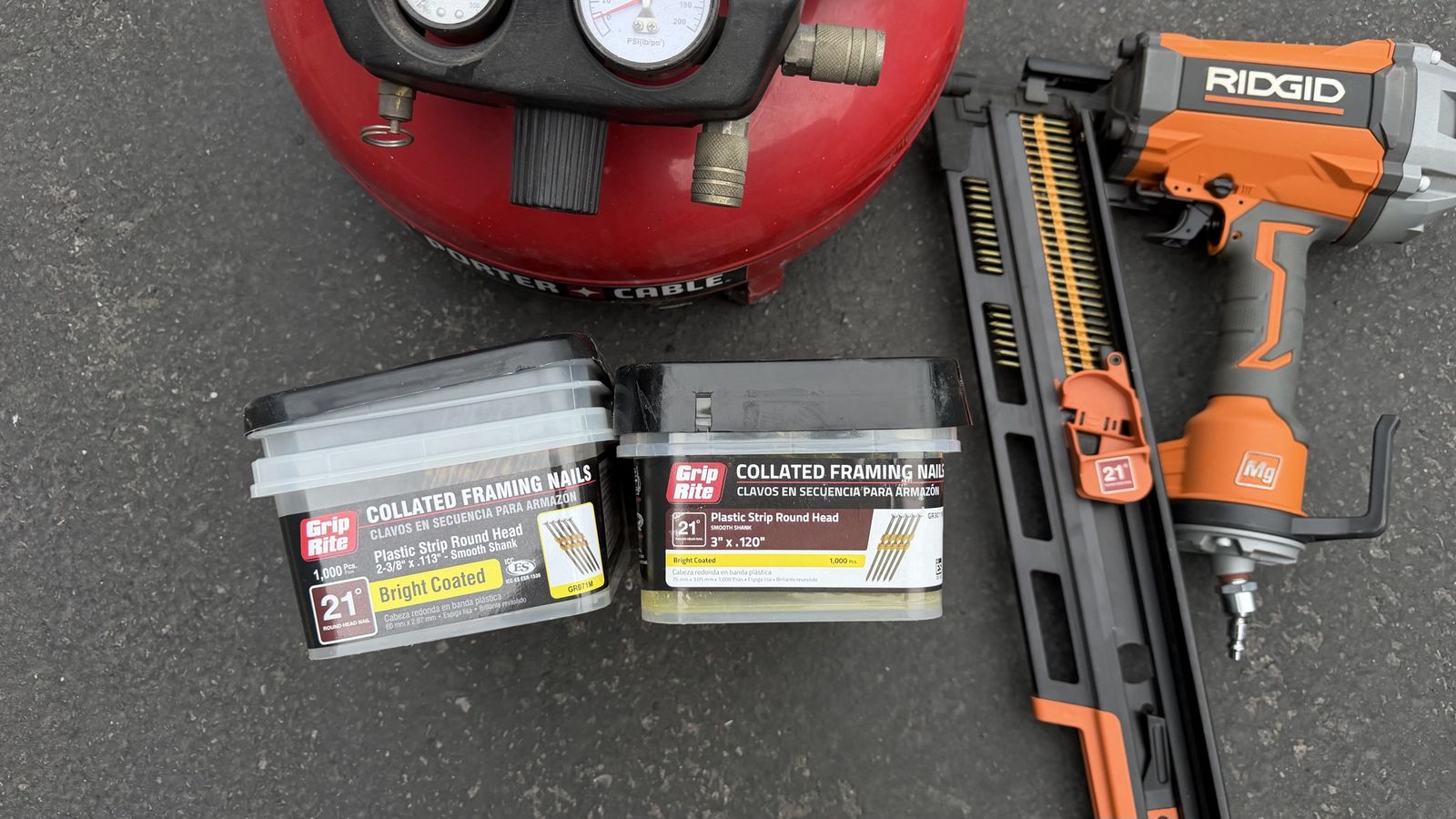 6 gal compressor nail gun & nails 