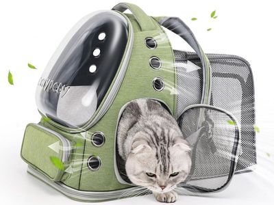 Brand new Lollimeow Expandable Cat Carrier Backpack - Green Bubble Pet Travel Bag