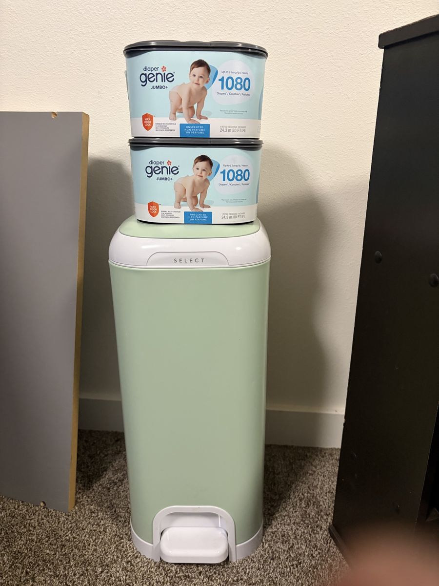 Select by PURELL Mint Green Foot Pedal Trash Can AND 2 FREE Diaper Genie Bags
