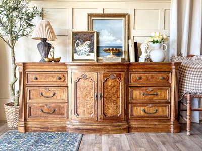 *FREE DELIVERY Vintage Burl Inlay Dresser/Credenza