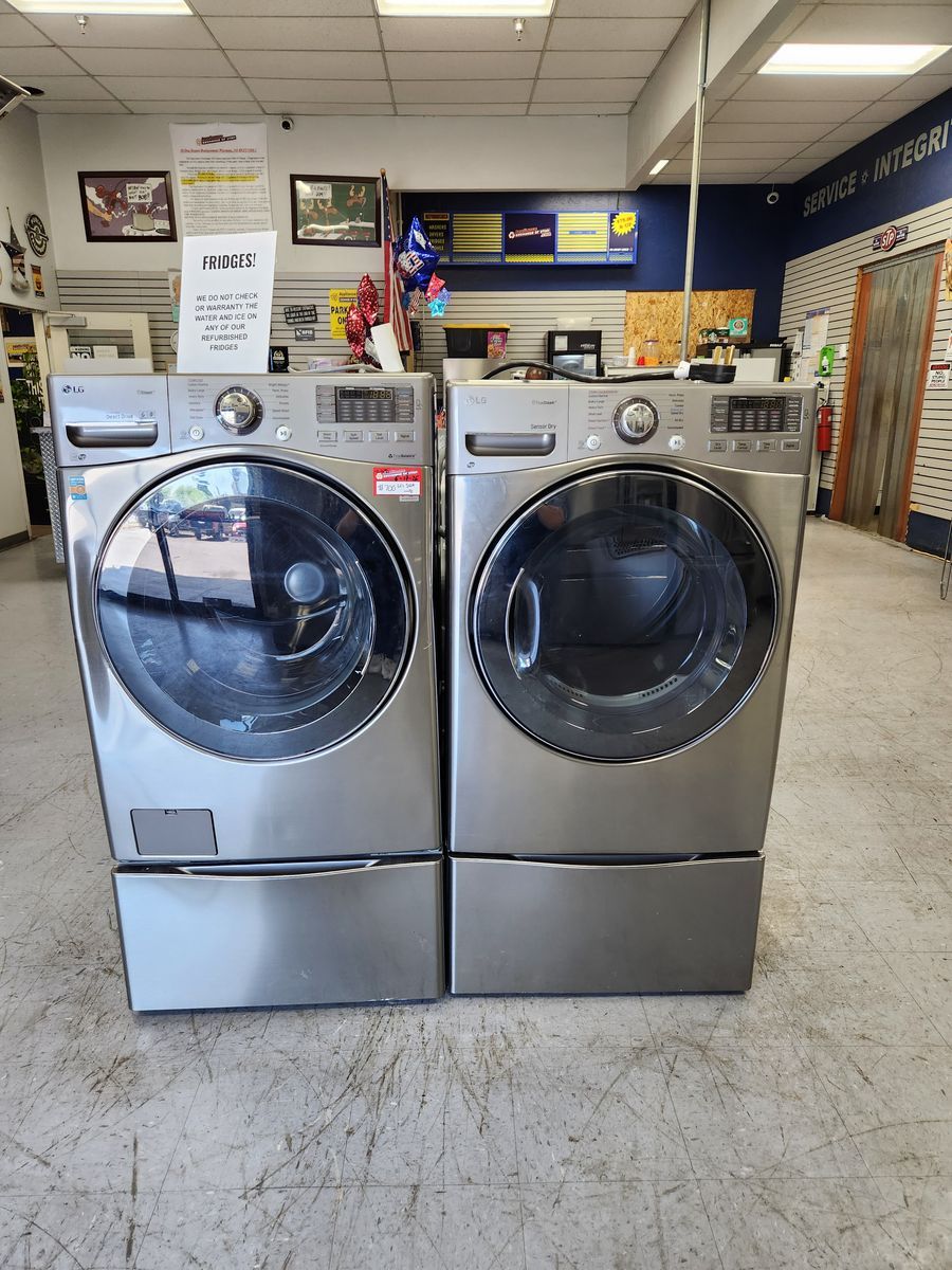 LG Washer Dryer Set Front Load Smart Wi-Fi Enabled w/ Pedestals