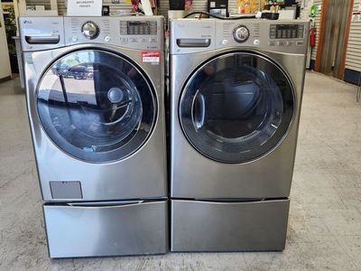 LG Washer Dryer Set Front Load Smart Wi-Fi Enabled w/ Pedestals