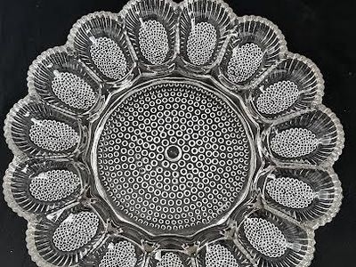 Glass Deviled Egg/Condiment Tray 15 Sections Vintage