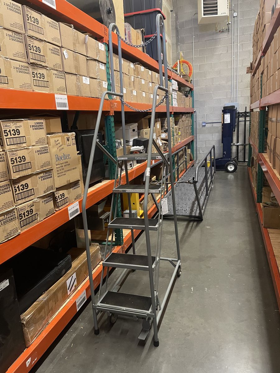 5 Step NARROW Rolling Warehouse Ladder