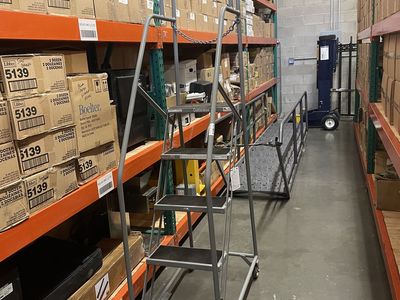 5 Step NARROW Rolling Warehouse Ladder