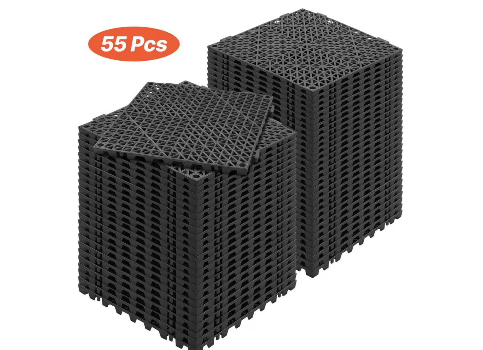 New in Box 55 pieces Interlocking Drainage Mat Tiles 12 x 12 x 0.6 in. PVC Modular Gym Flooring Tiles Drainage Mat