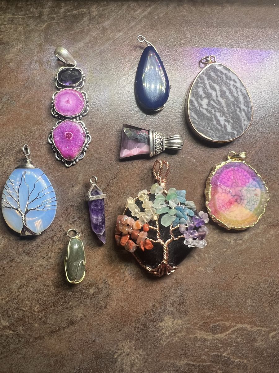 Assorted Gemstone Pendants - Crystal, Agate, Quartz, Tree of Life Designs