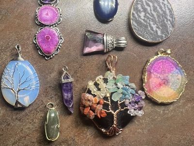 Assorted Gemstone Pendants - Crystal, Agate, Quartz, Tree of Life Designs