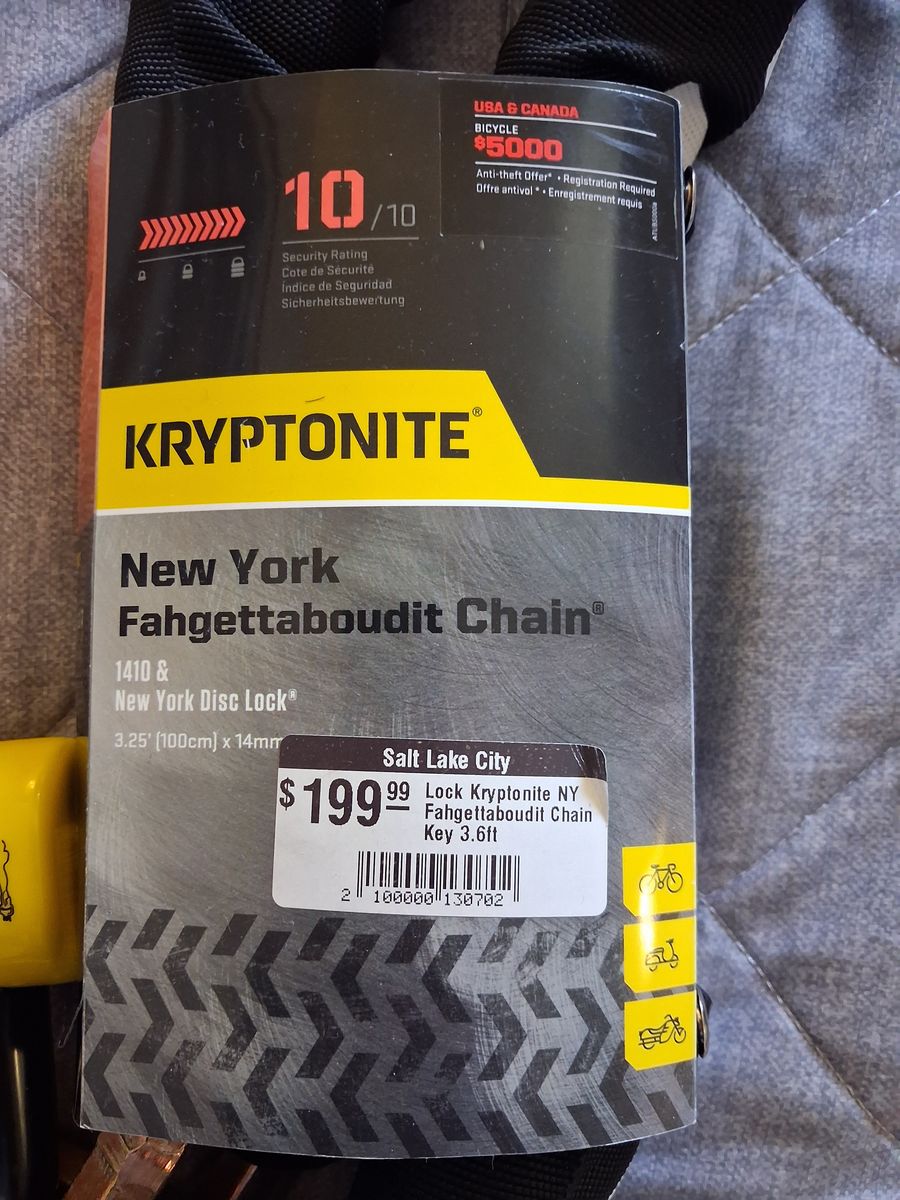 Kryptonite 3.6 foot bike lock
