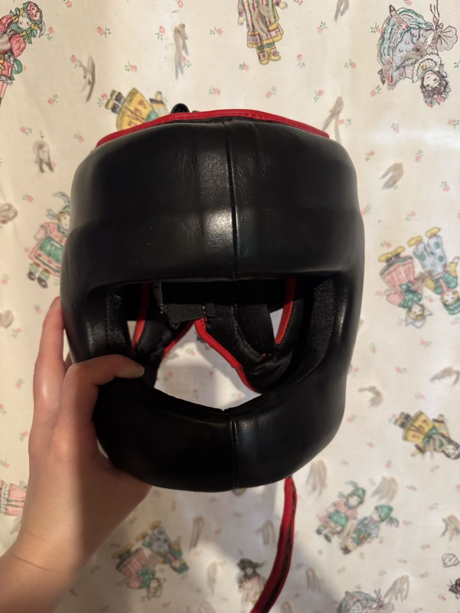 Black and Red Boxing Headgear Sparring Protective Helmet