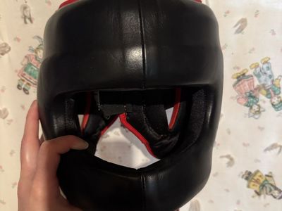 Black and Red Boxing Headgear Sparring Protective Helmet