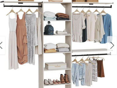 CLOSETMAID Style+ 84 in. W - 120 in. W Bleached Walnut Wood Closet System