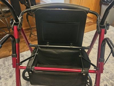 Red Mobility Walker with Seat & Armrests - like new, excellent condition