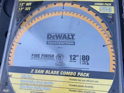 3 Dewalt 12 inch chip saw blades and 3 Diablo 10 inch chop saw blades new in package