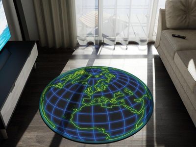 5' Chenille Neon Globe Round Rug - FREE SHIPPING