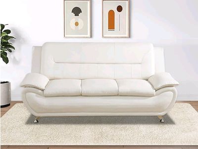 π€ NEW Lifestyle Faux Leather Living Room Sofa β 3-Seater (Cream White) π€