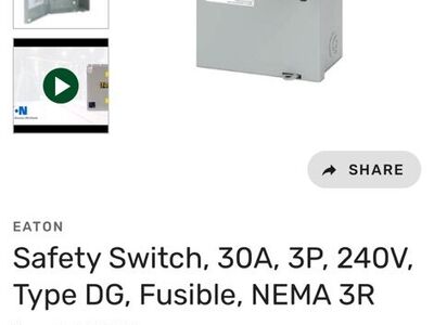 3 Pole Fused 240V 30A Nema 3R