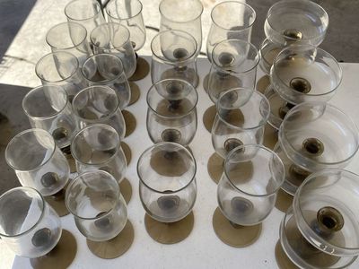 Vintage Smoke Brown Stem Glassware Set - Various Sizes