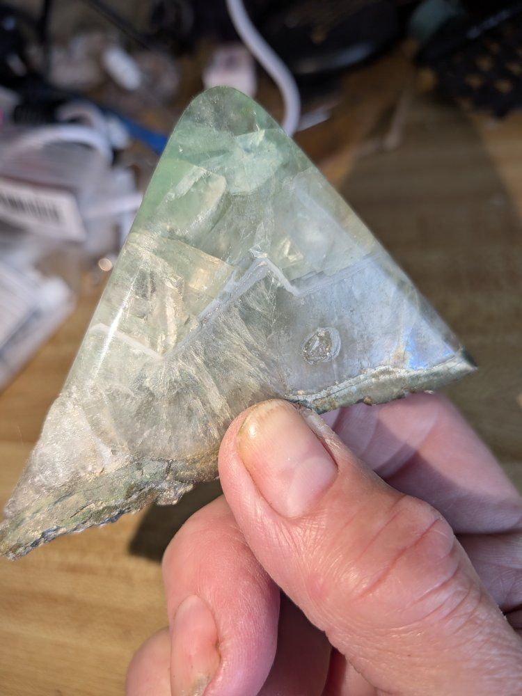 Polished rainbow Fluorite with Pyrite vein. Rock, Rocks, Crystal, lapidary