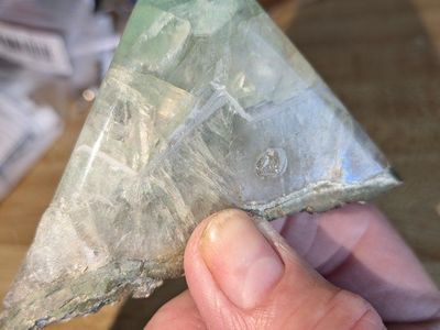 Polished rainbow Fluorite with Pyrite vein. Rock, Rocks, Crystal, lapidary