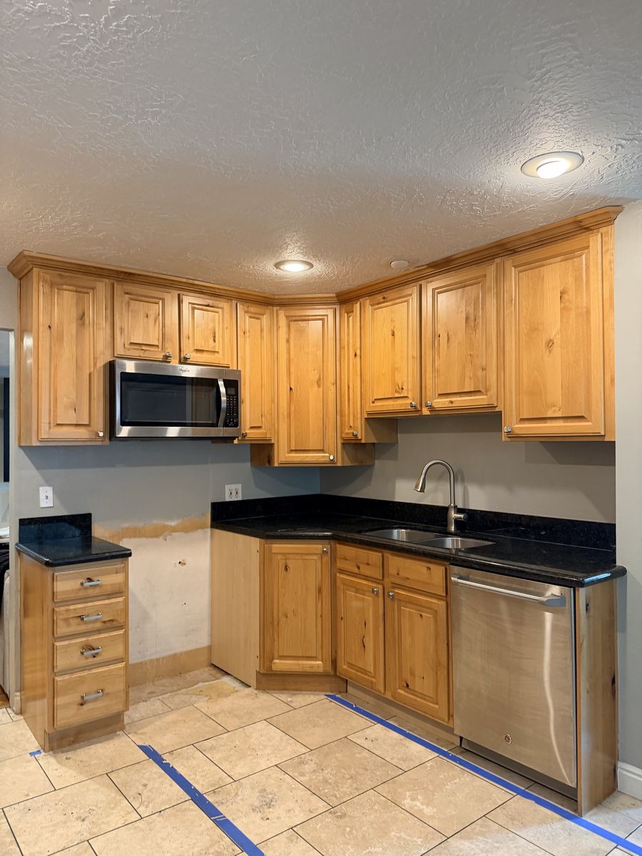 Wood Kitchen Cabinets & Black Granite Countertops - Full Set. OBO