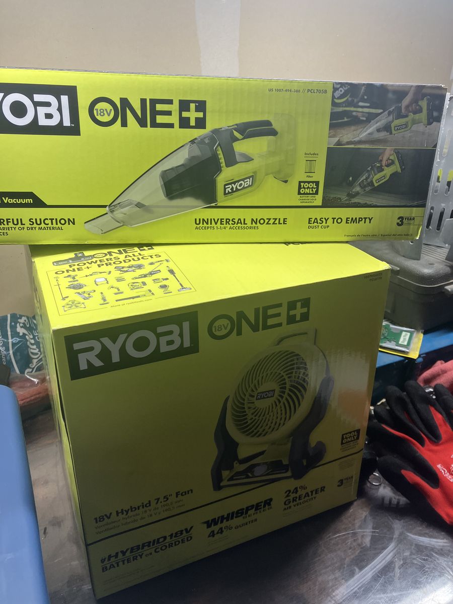 Ryobi work fan and vacuum