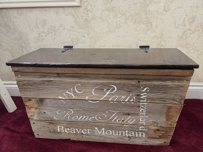 Handmade Reclaimed Wood Storage Chest/Trunk - Travel Theme (NYC, Paris, Rome, Switzerland)