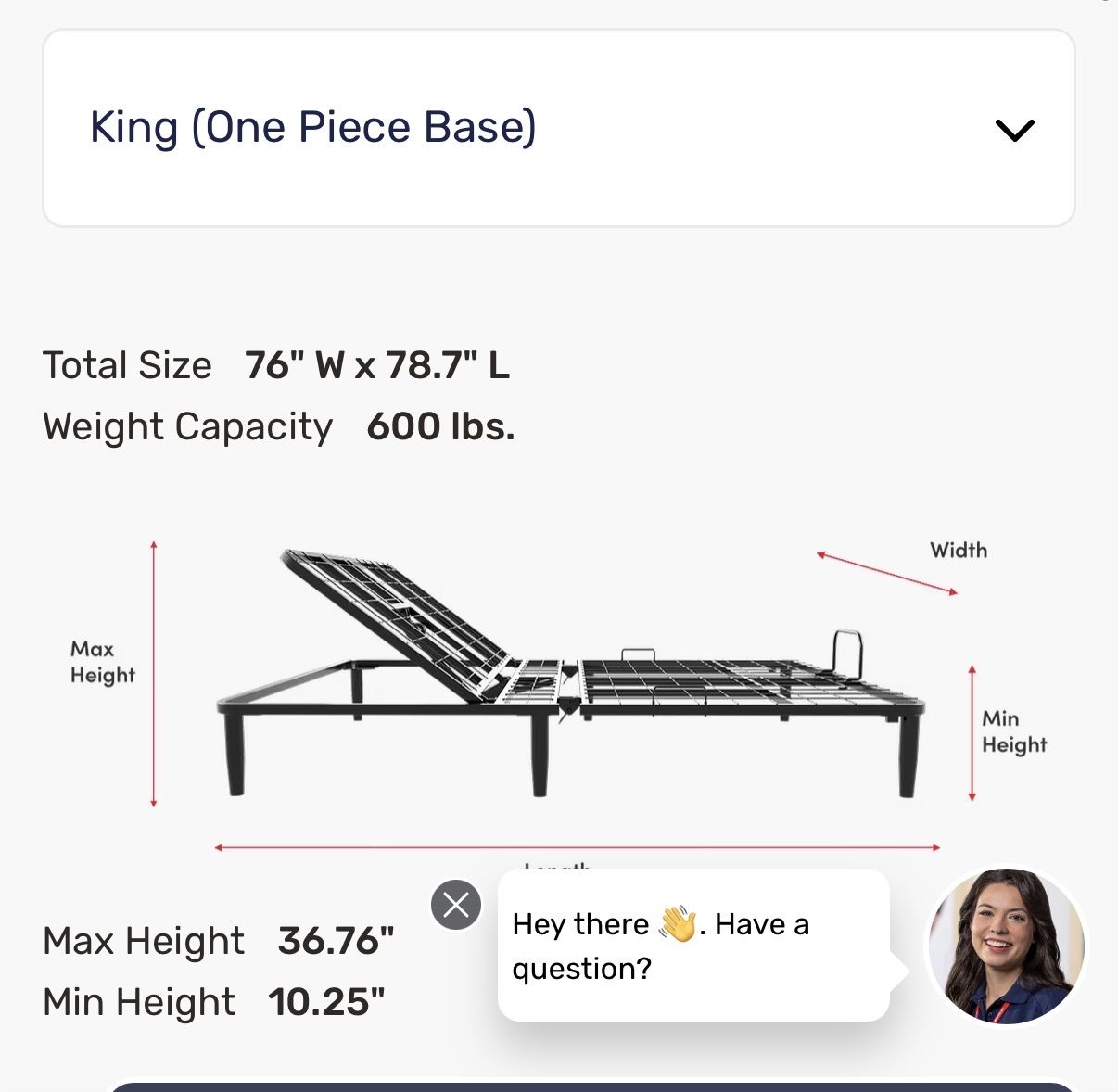 King Size Adjustable Bed Frame Base 76" W x 78.7" L - New in Box