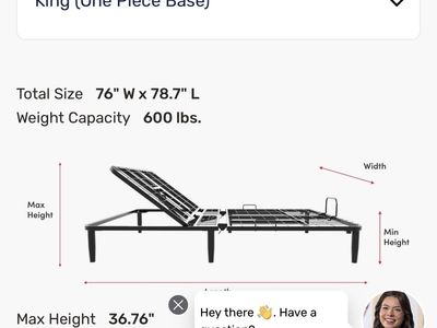 King Size Adjustable Bed Frame Base 76" W x 78.7" L - New in Box