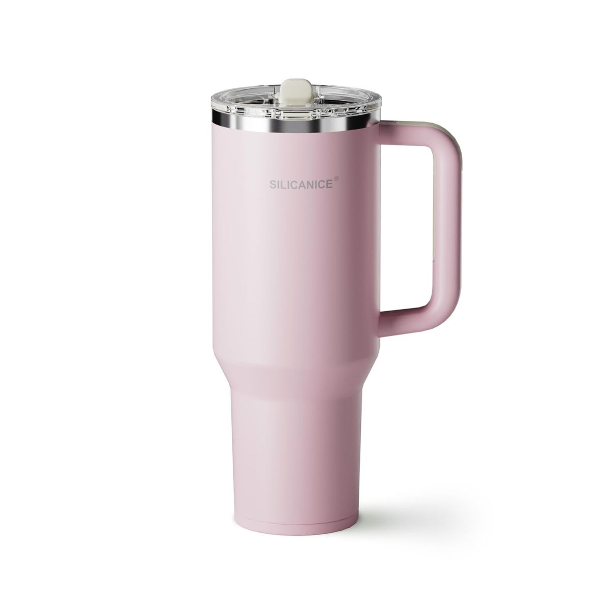 SILICANICE 40oz Pink Insulated Tumbler with Handle, Leakproof Flip Straw Lid