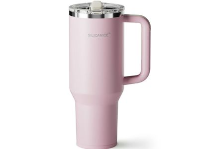 SILICANICE 40oz Pink Insulated Tumbler with Handle, Leakproof Flip Straw Lid