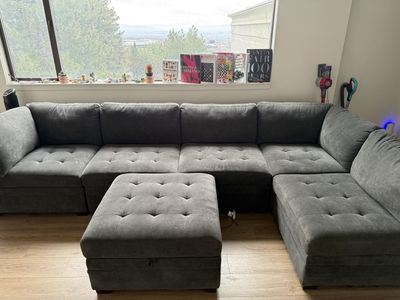 6 piece modular fabric sectional couch